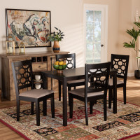 Baxton Studio RH335C-Sand/Dark Brown-5PC Dining Set Henry Modern and Contemporary Sand Fabric Upholstered and Dark Brown Finished Wood 5-Piece Dining Set